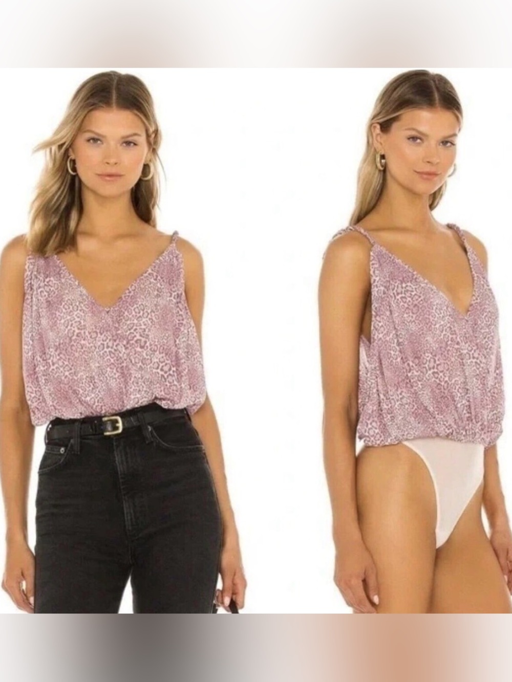 Free People | Siren Song Bodysuit in leopard/mauve combo